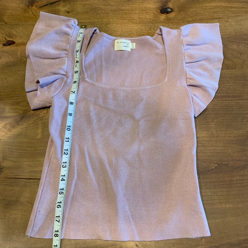 Light dusty pink frill sleeve top